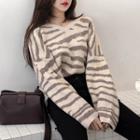 Zebra Print Sweater As Shown In Figure - One Size