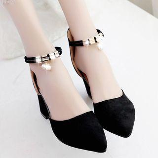 Ankle-strap Chunky-heel Almond Toe Sandals