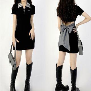 Short-sleeve Half Zip Mini Polo Dress