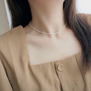 Genuine Pearl Necklace Pearl - White - One Size