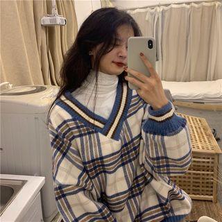 Plaid Oversize Sweater / Long-sleeve T-shirt