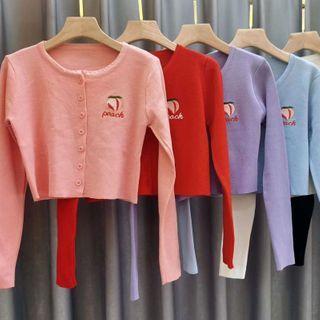 Peach Embroidered Cardigan