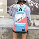 Oxford Cloth Zipper Accent Contrast Color Backpack