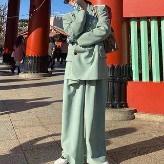 Asymmetric Single-breasted Blazer / Wide-leg Dress Pants