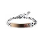 Fashion Simple Rose Gold Glass Geometric Rectangular 316l Stainless Steel Bracelet With Pink Cubic Zirconia Silver - One Size