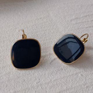 Plain Drop Earring 1 Pair - A-116 - Dark Blue & Gold - One Size
