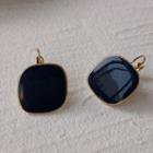 Plain Drop Earring 1 Pair - A-116 - Dark Blue & Gold - One Size