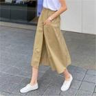 Band-waist Wrap-front Cropped Pants