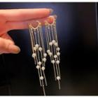 Faux Pearl Alloy Fringed Earring 1 Pair - Silver Needle - Gold - One Size