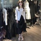 Long-sleeve Slit T-shirt / Midi Skirt