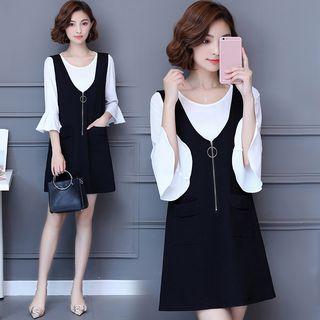 Zip Front Pinafore Dress