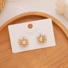 Flower Faux Pearl Earring 1 Pair - Gold - One Size