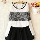 Lace-panel Long-sleeve Top