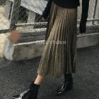 Velvet Pleated Midi Skirt Light Gold - One Size