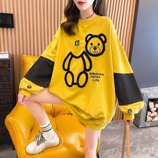 Two-tone Bear Print Sweatshirt