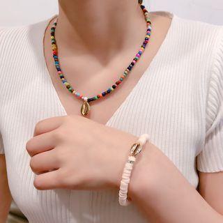 Shell Alloy Pendant Bead Necklace