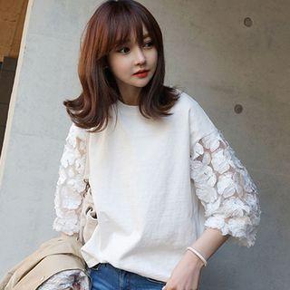 Lace 3/4-sleeve T-shirt