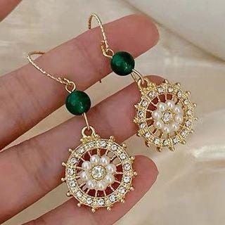 Rhinestone Wheel Earring / Clip-on Earring