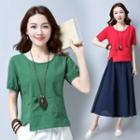 Frog-button Short-sleeve Top