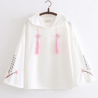 Embroidered Tassel Hoodie