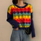 Argyle Knit Top As Shown In Figure - One Size