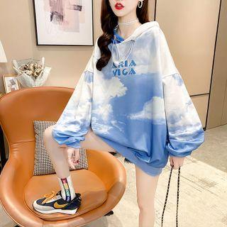 Lettering Cloud Print Hoodie