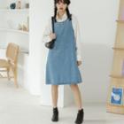 Sleeveless Midi A-line Denim Dress