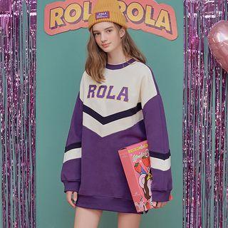 Color-block Zip-side Mini Pullover Dress Purple - One Size