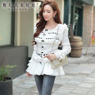 Ruffled Bow-accent Cardigan