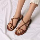 Belted Strappy Pleather Sandals