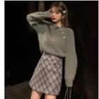 Collared Sweater / Plaid Skirt
