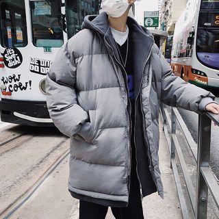 Mock Two-piece Hooded Zip Padded Coat