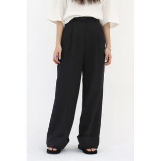 Rollup Pleated Wide-leg Pants