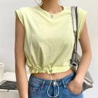 Sleeveless Drawstring Cropped T-shirt