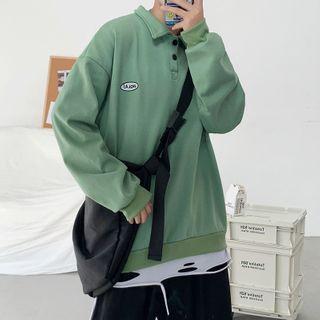 Letter Embroidered Collared Sweatshirt