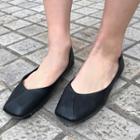 Square-toe Silver Flat Shoes