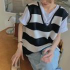 V-neck Striped Vest Tank Top Vest - One Size