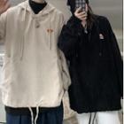 Couple Matching Logo Embroidered Ribbed Hoodie