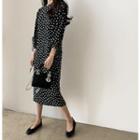 Tie-sleeve Pattern Midi Dress