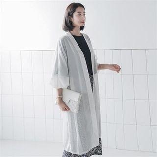Dolman-sleeve Open-front Chiffon Cardigan