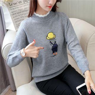 Mock Neck Cartoon Sweater