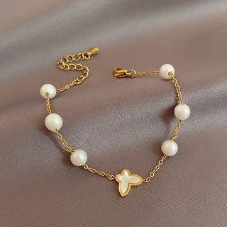 Butterfly Shell Stainless Steel Bracelet Bracelet - Gold - One Size