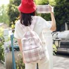 Plaid Canvas Backpack With Pouch