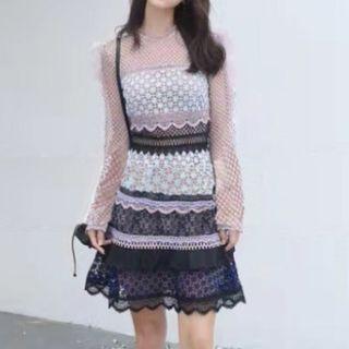 Long-sleeve Dotted Lace Dress