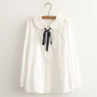 Ribbon Lace-collar Blouse