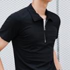 Zip Detail Short Sleeve Polo Shirt