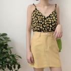 Flower Print Camisole / Mini Straight-fit Skirt