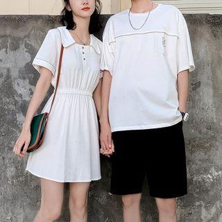 Couple Matching Short-sleeve T-shirt / Mini A-line Dress / Shorts / Set