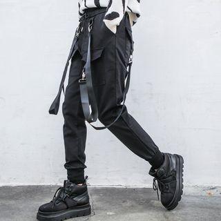 Drawstring Waist Strappy Pants