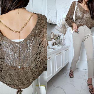 Chain-trim Pointelle Knit Top